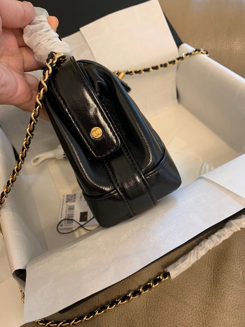 CC 24A 18cm Top Handle Mini Bag Black Lambaskin