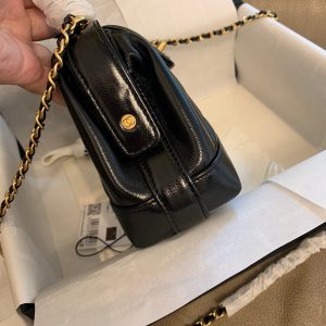 CC 24A 18cm Top Handle Mini Bag Black Lambskin