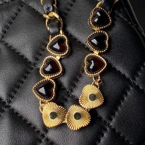 24p cc hobo bag 20cm black lambskin gold hardware