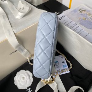 24p cc hobo bag 20cm cloud blue lambskin gold hardware
