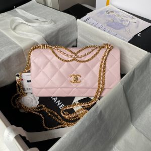 24a classic flap bag 26cm pink lambskin gold hardware