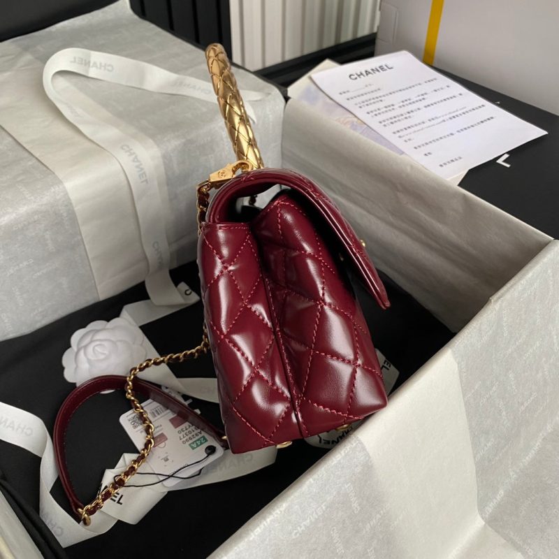 img_70762a6f_20240813_i1723507994_1943_0_jpg CC 24A Coco Handle Small 23cm Burgundy Patent Calfskin Gold Hardware