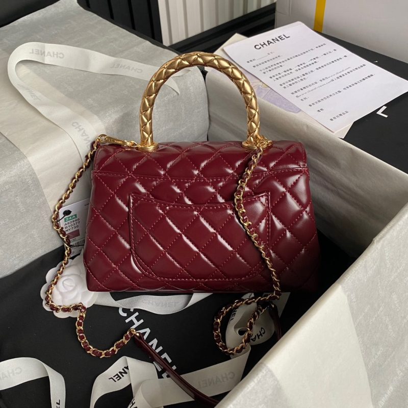 img_70762a6f_20240813_i1723507994_9194_0_jpg CC 24A Coco Handle Small 23cm Burgundy Patent Calfskin Gold Hardware