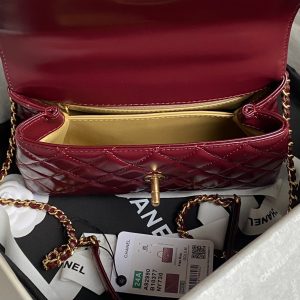 img_70762a6f_20240813_i1723508002_9077_0_jpg CC 24A Coco Handle Small 23cm Burgundy Patent Calfskin Gold Hardware