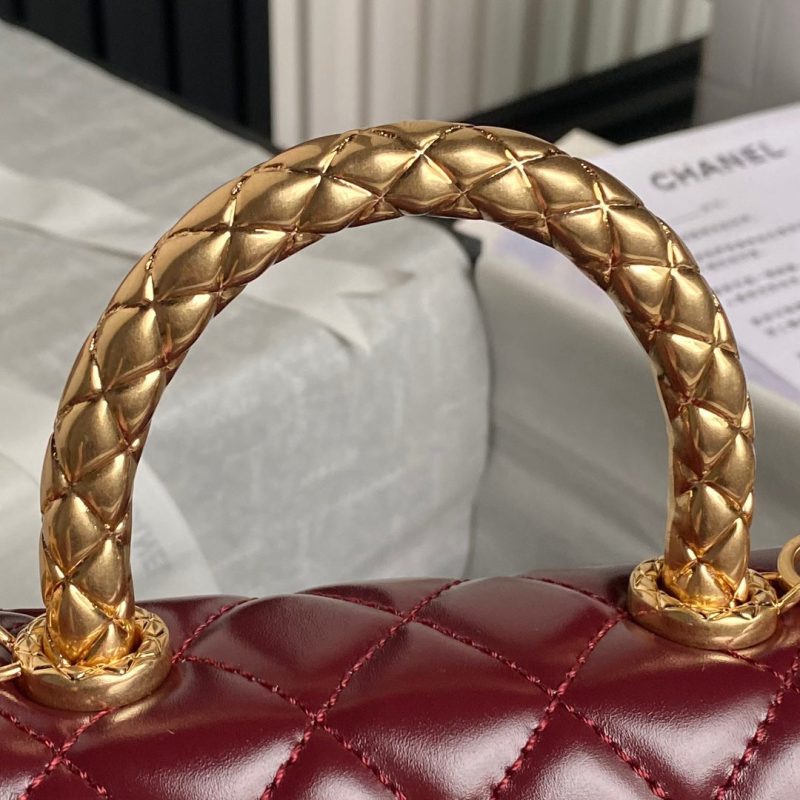 img_70762a6f_20240813_i1723508393_6528_0_jpg CC 24A Coco Handle Mini 19cm Burgundy Patent Calfskin Gold Hardware