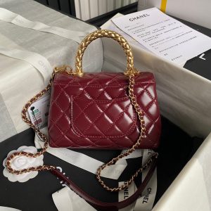 img_70762a6f_20240813_i1723508393_7977_0_jpg CC 24A Coco Handle Mini 19cm Burgundy Patent Calfskin Gold Hardware