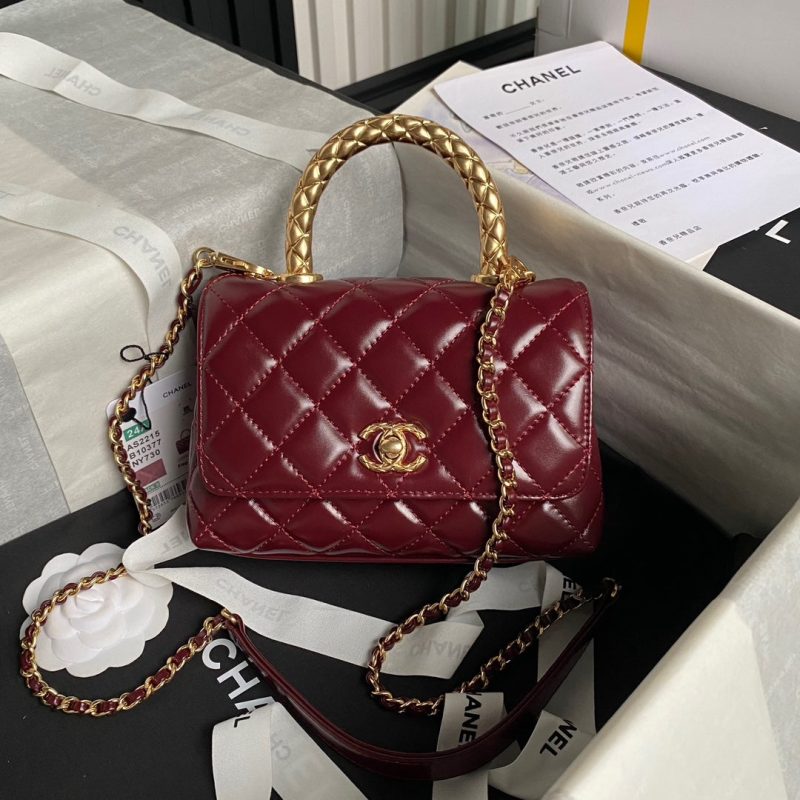 img_70762a6f_20240813_i1723508453_8374_0_jpg CC 24A Coco Handle Mini 19cm Burgundy Patent Calfskin Gold Hardware