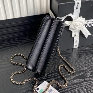 CC 24B Trendy Bag 18.5cm Black Lambskin Gold Hardware