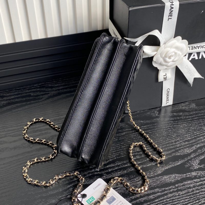 CC 24B Trendy Bag 18.5cm Black Lambskin Gold Hardware