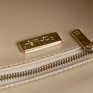 CC 24K Flap Bag 20cm Pink White Sequin Beige Lambskin