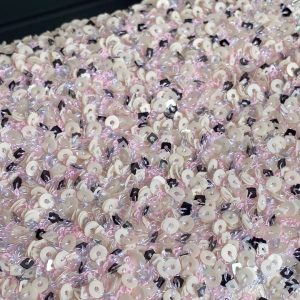 CC 24K Flap Bag 20cm Pink White Sequin Beige Lambskin