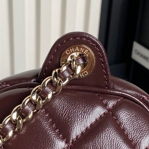 24K Camera Bag Burgundy Calfskin Gold Hardware