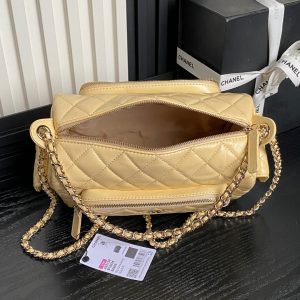 24K Camera Bag Beige Calfskin Gold Hardware
