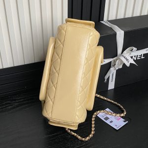 24K Camera Bag Beige Calfskin Gold Hardware