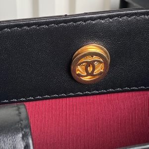 24K Shopping Bag 28cm Black Calfskin Gold Hardware