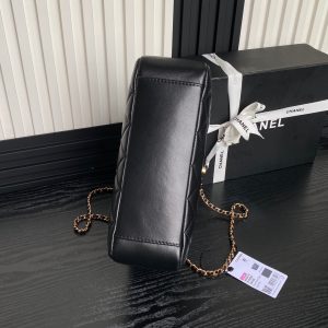 24K Shopping Bag 28cm Black Calfskin Gold Hardware