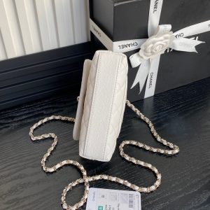 CC 24K Coco Handle Nano 14.5cm White Grained Calfskin Gold Hardware