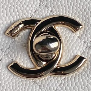 CC 24K Coco Handle Nano 14.5cm White Grained Calfskin Gold Hardware