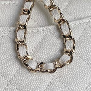 CC 24K Coco Handle Nano 14.5cm White Grained Calfskin Gold Hardware