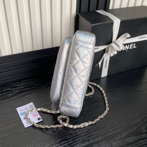 img_70762a6f_20241124_i1732459453_5013_7_jpg CC 25C Clutch With Strap 21cm Silver Metalic Calfskin