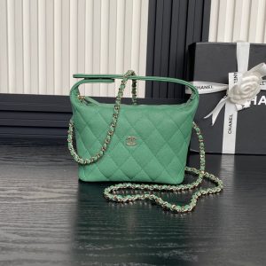 CC 25C Hobo Bag 21.5cm Top Handle Dark Green Grained Calfskin