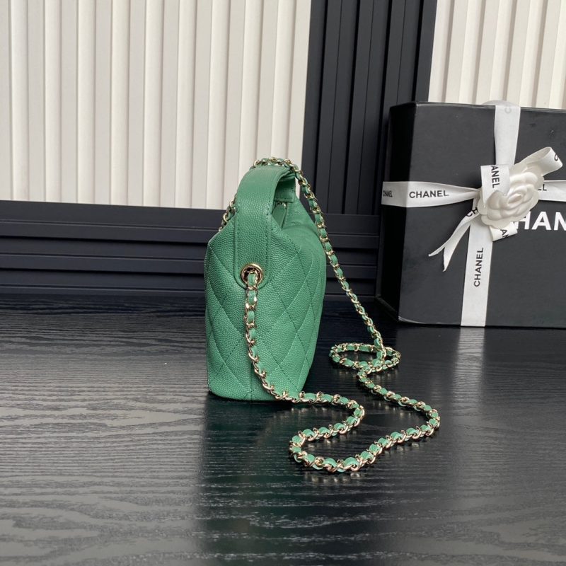 CC 25C Hobo Bag 21.5cm Top Handle Dark Green Grained Calfskin