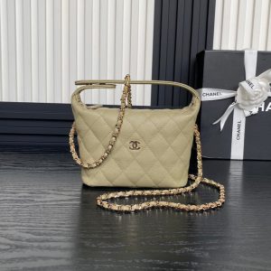 CC 25C Hobo Bag 21.5cm Top Handle Beige Grained Calfskin