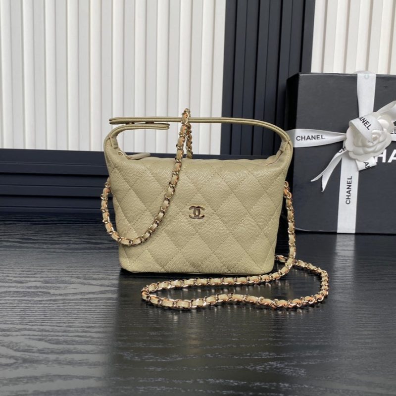 CC 25C Hobo Bag 21.5cm Top Handle Beige Grained Calfskin