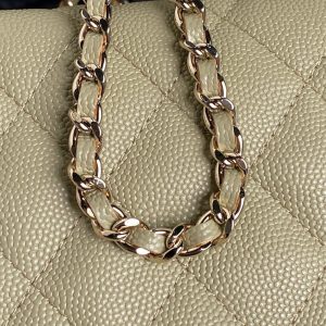 CC 25C Hobo Bag 21.5cm Top Handle Beige Grained Calfskin