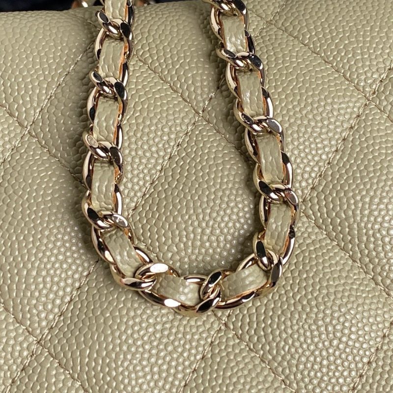 CC 25C Hobo Bag 21.5cm Top Handle Beige Grained Calfskin