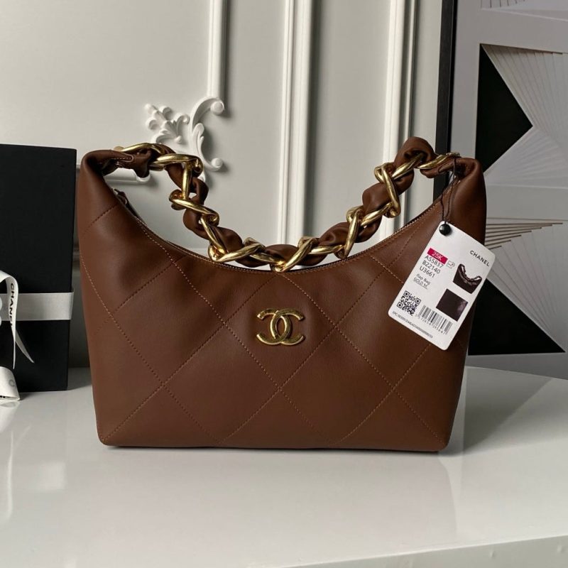 CC 2025 Hobo Bag Brown Calfskin Gold Hardware 298485