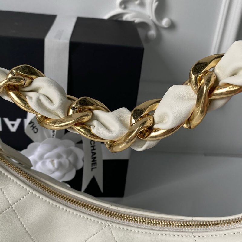 CC 2025 Hobo Bag White Calfskin Gold Hardware 298486