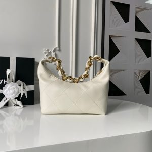CC 2025 Hobo Bag White Calfskin Gold Hardware 298486