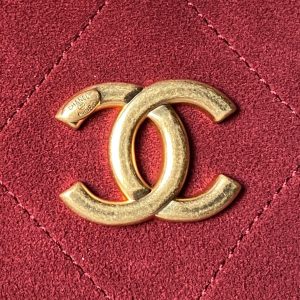 Chanel 2025 Hobo Bag 31cm Red Suede With Gold Hardware 320285