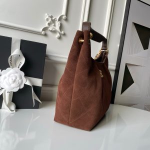 Chanel 2025 Hobo Bag 31cm Dark Brown Suede With Gold Hardware 320286