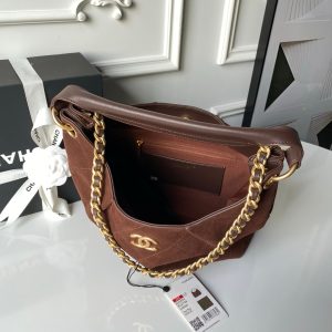 Chanel 2025 Hobo Bag 31cm Dark Brown Suede With Gold Hardware 320286