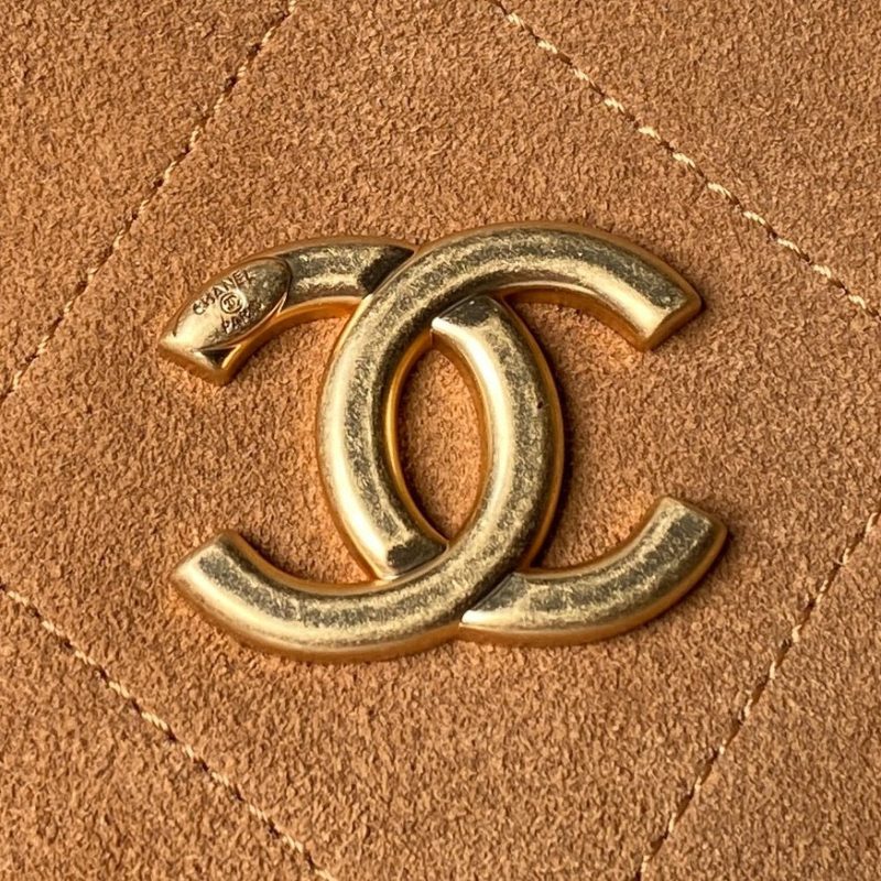 Chanel 2025 Hobo Bag 31cm Tan Suede With Gold Hardware 320287