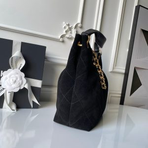 Chanel 2025 Hobo Bag 31cm Black Suede With Gold Hardware 320288