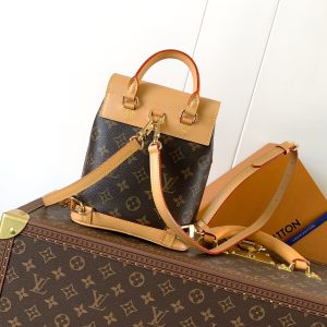 LV Soho Mini Backpack 17cm Brown Beige Monogram Canvas & Cowhide