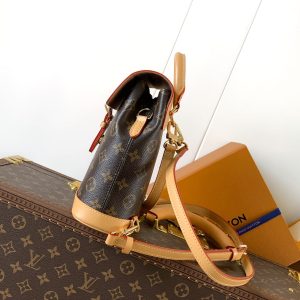 LV Soho Mini Backpack 17cm Brown Beige Monogram Canvas & Cowhide