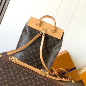 LV Soho MM Backpack 24cm Brown Beige Monogram Canvas & Cowhide