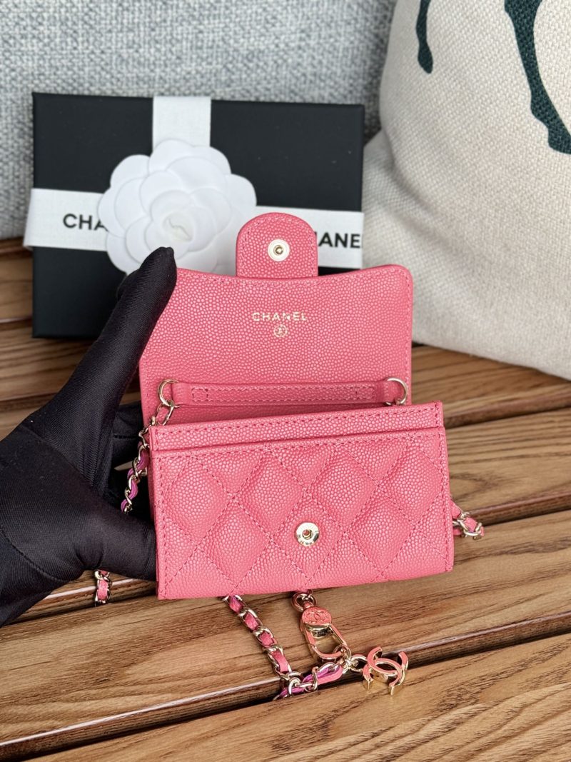 CC 24 Classic Wallet On Chain 11cm PInk Caviar Leather 240672