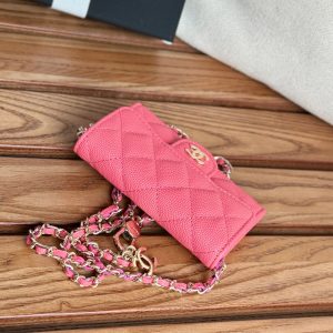 CC 24 Classic Wallet On Chain 11cm PInk Caviar Leather 240672