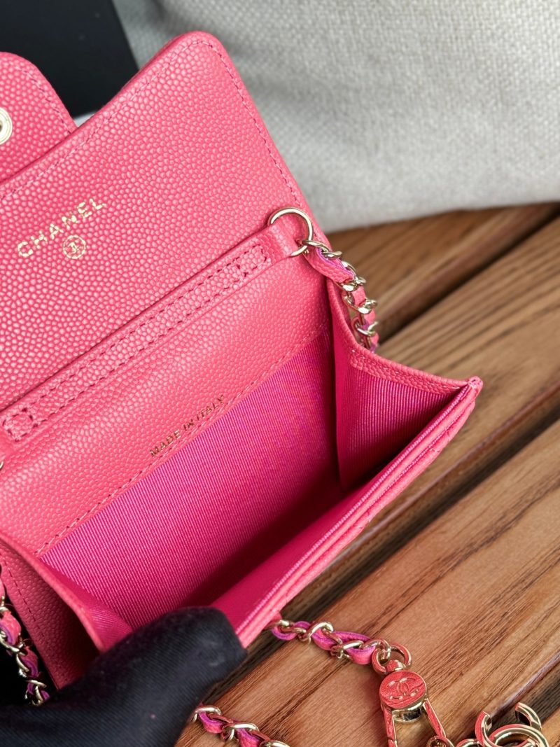 CC 24 Classic Wallet On Chain 11cm PInk Caviar Leather 240672