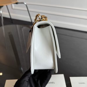 Mini Flap 22cm White Lambskin Gold Hardware