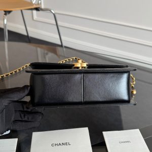 Mini Flap 22cm Black Lambskin Gold Hardware