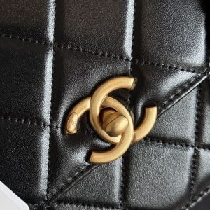 Mini Flap 22cm Black Lambskin Gold Hardware