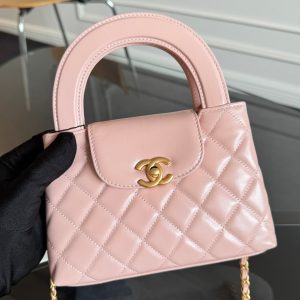 KELLY SHOPPING BAG 19 IN LIGHT PINK CALFSKIN GOLD HARDWARE