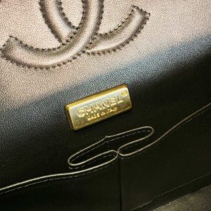 24S Flap Bag 25.5cm Black White Purple Sequin