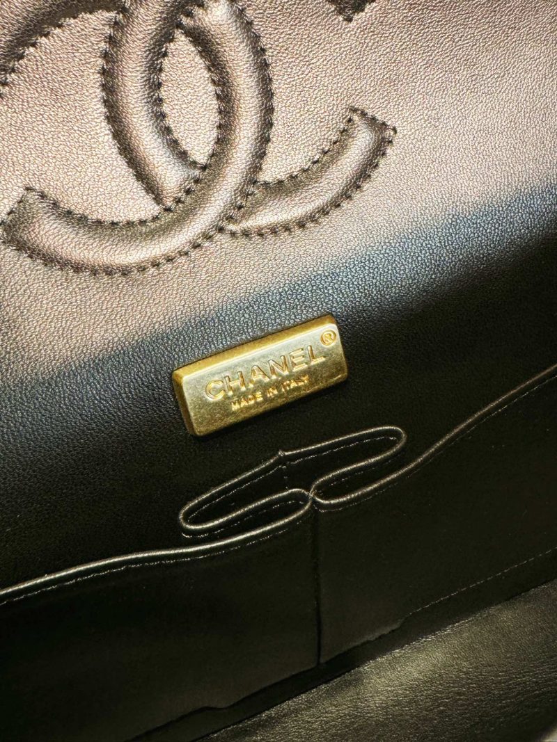 24S Flap Bag 25.5cm Black White Purple Sequin